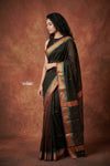 Tarang 2.0 ~ Handloom Cotton Silk Sleek Designer Border in Black