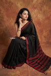 Tarang 2.0 ~ Handloom Cotton Silk Sleek Designer Border in Black Red