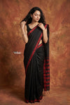 Tarang 2.0 ~ Handloom Cotton Silk Sleek Designer Border in Black Red
