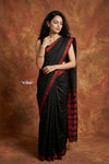 Tarang 2.0 ~ Handloom Cotton Silk Sleek Designer Border in Black Red