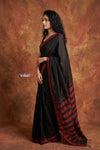 Tarang 2.0 ~ Handloom Cotton Silk Sleek Designer Border in Black Red