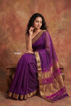Tarang 2.0 ~ Handloom Cotton Silk Sleek Designer Border in Purple Gold