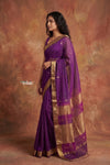 Tarang 2.0 ~ Handloom Cotton Silk Sleek Designer Border in Purple Gold