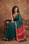 Tarang 2.0 ~ Handloom Cotton Silk Sleek Designer Border in Blue Green