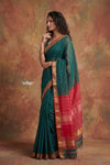 Tarang 2.0 ~ Handloom Cotton Silk Sleek Designer Border in Blue Green