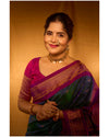 Chandrakor ~ Handloom Pure Silk Maharani Paithani with Majestic Maharani Pallu in Peacock Blue(Shipping in 25 days)