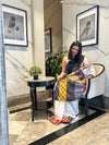 Tyohaar ~ High Quality Mul Cotton Saree with Hand Mirror & Patch Work ~ White