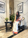 Tyohaar ~ High Quality Mul Cotton Saree with Hand Mirror & Patch Work ~ White