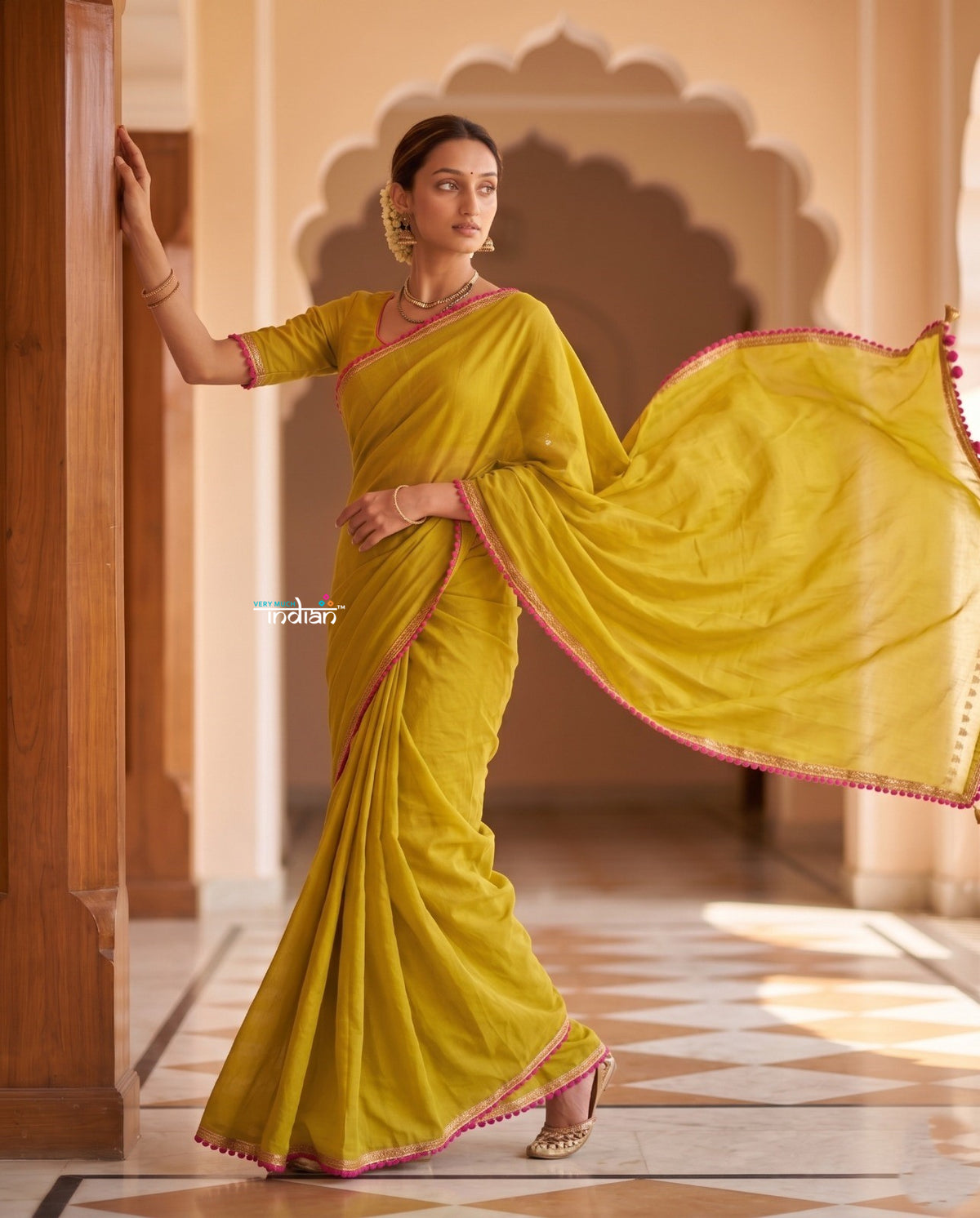 Mulmuli 2.0  ~ Pure Handwoven Mul Cotton Saree in Serene Yellow
