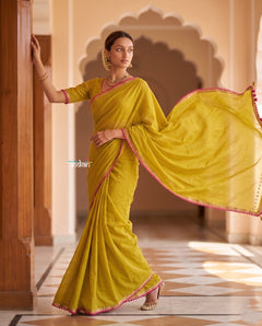 Mulmuli 2.0  ~ Pure Handwoven Mul Cotton Saree in Serene Yellow
