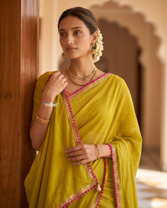 Mulmuli 2.0  ~ Pure Handwoven Mul Cotton Saree in Serene Yellow