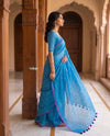 Mulmuli 2.0  ~ Pure Handwoven Mul Cotton Saree in Serena Blue