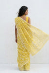 Mulmuli ~ Pure Handwoven Jamdani Mul Cotton Saree in Lemon Yellow