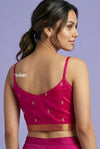 Exclusive Rani Pink Pure Silk Paithani Crop Top with Gold Butti Work