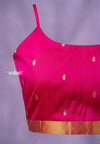 Exclusive Rani Pink Pure Silk Paithani Crop Top with Gold Butti Work