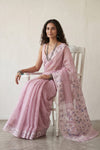 Mulmuli ~ Pure Handwoven Jamdani Mul Cotton Saree in Blush Pink