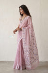 Mulmuli ~ Pure Handwoven Jamdani Mul Cotton Saree in Blush Pink