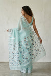 Mulmuli ~ Pure Handwoven Jamdani Mul Cotton Saree in Light Blue