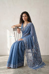 Mulmuli ~ Pure Handwoven Jamdani Mul Cotton Saree in Ocean Blue