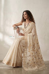 Mulmuli ~ Pure Handwoven Jamdani Mul Cotton Saree in Ivory