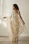 Mulmuli ~ Pure Handwoven Jamdani Mul Cotton Saree in Ivory