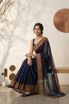 Mulmuli ~ Pure Handwoven Jamdani Mul Cotton Saree in Black