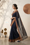 Mulmuli ~ Pure Handwoven Jamdani Mul Cotton Saree in Black