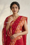Mulmuli ~ Pure Handwoven Jamdani Mul Cotton Saree in Red