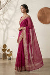 Mulmuli ~ Pure Handwoven Jamdani Mul Cotton Saree in Rani Pink
