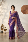 Mulmuli ~ Pure Handwoven Jamdani Mul Cotton Saree in Purple