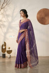 Mulmuli ~ Pure Handwoven Jamdani Mul Cotton Saree in Purple