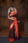 Parampara ~ Exclusive Pure Silk Muniya Asawali Border Paithani in Wine