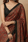 Mitti Ke Rang ~ Ajrakh Handblock Printed Modal Silk Saree In Red