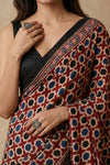 Mitti Ke Rang ~ Ajrakh Handblock Printed Modal Silk Saree In Red Blue