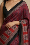 Mitti Ke Rang ~ Ajrakh Handblock Printed Modal Silk Saree in Red