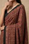 Mitti Ke Rang ~ Ajrakh Handblock Printed Modal Silk Saree in Red