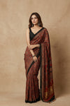 Mitti Ke Rang ~ Ajrakh Handblock Printed Modal Silk Saree In Red