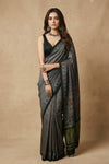 Mitti Ke Rang ~ Ajrakh Handblock Printed Modal Silk Saree in Blue