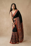 Mitti Ke Rang ~ Ajrakh Handblock Printed Modal Silk Saree in Red and Black