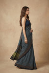 Mitti Ke Rang ~ Ajrakh Handblock Printed Modal Silk Saree in Blue