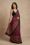 Mitti Ke Rang ~ Ajrakh Handblock Printed Modal Silk Saree in Red