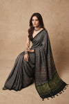Mitti Ke Rang ~ Ajrakh Handblock Printed Modal Silk Saree in Blue
