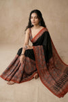 Mitti Ke Rang ~ Ajrakh Handblock Printed Modal Silk Saree in Red and Black