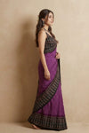 Mitti Ke Rang ~ Ajrakh Bandhani Handblock Printed Modal Silk Saree In Purple