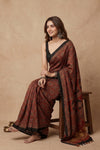 Mitti Ke Rang ~ Ajrakh Handblock Printed Modal Silk Saree In Red