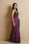 Mitti Ke Rang ~ Ajrakh Bandhani Handblock Printed Modal Silk Saree In Purple