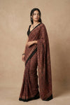 Mitti Ke Rang ~ Ajrakh Handblock Printed Modal Silk Saree in Red