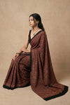 Mitti Ke Rang ~ Ajrakh Handblock Printed Modal Silk Saree in Red