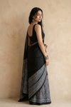 Mitti Ke Rang ~ Ajrakh Handblock Printed Modal Silk Saree in Blue and Black