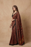 Mitti Ke Rang ~ Ajrakh Handblock Printed Modal Silk Saree In Red